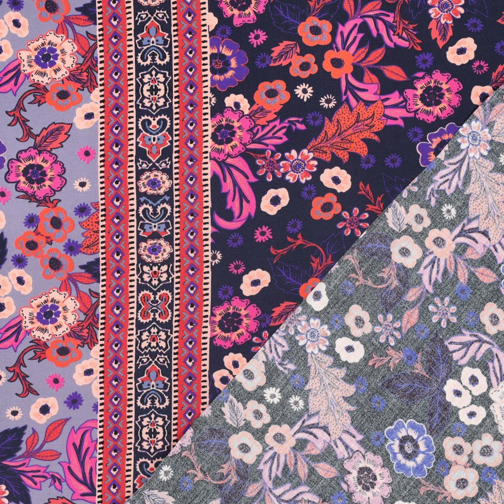 Viscose Blumen/ Bordüre