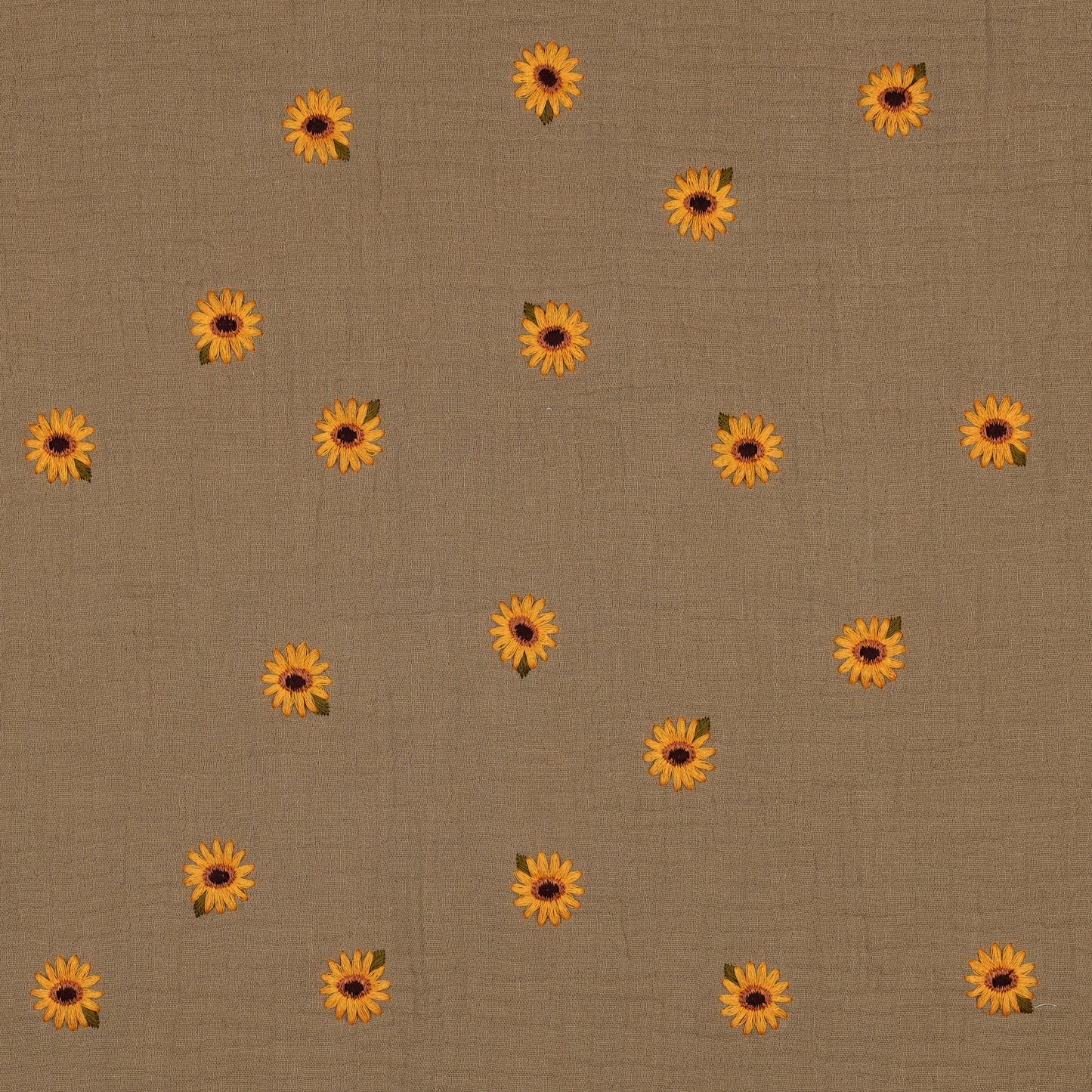Musselin mit gestickten Sonnenblumen