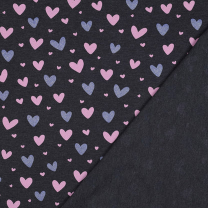 Jersey „Glitzerherzen“ – Herzen auf navy Melange