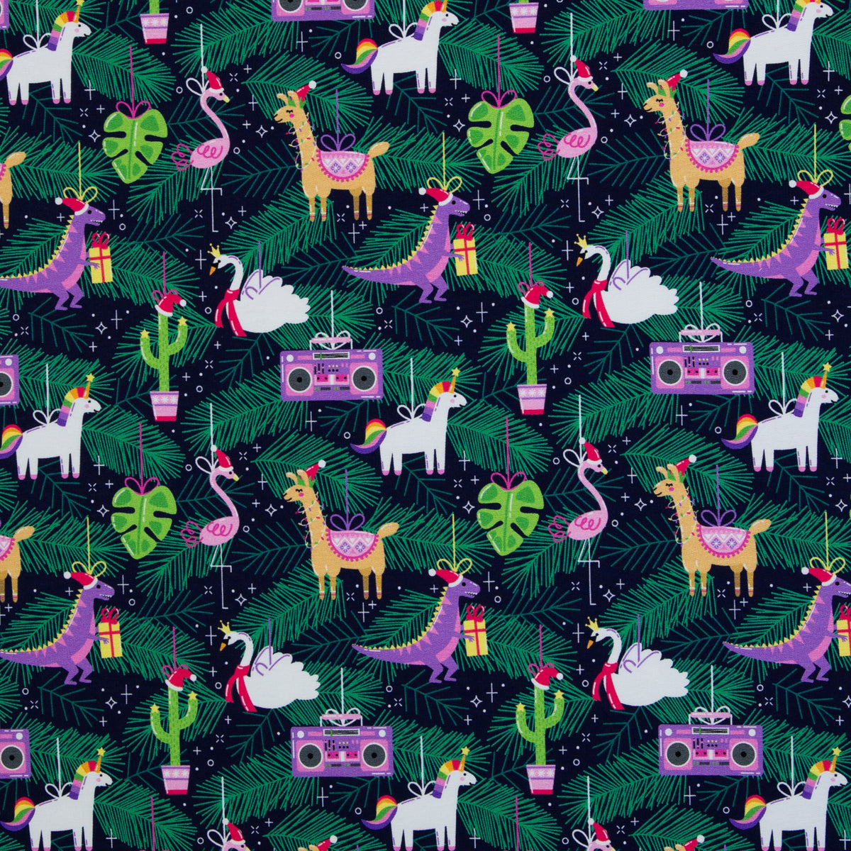 Swafing Holly angerauhter Sweatstoff mit Weihnachtsmotiv, 95 % Baumwolle und 5 % Elasthan