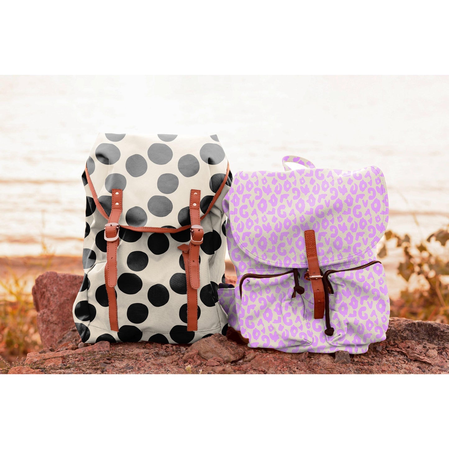 Oxfordgewebe "Big Dots"- Colourful Collection by Cherry Picking, hellbeige/schwarz