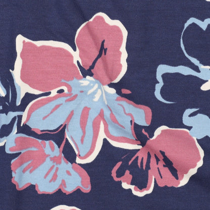 Baumwolljersey „Blütenliebe“ – Navy, Hellblau & Rosé