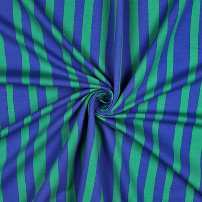 French Terry Jennifer Bourbon Streifen Blau/Grün GOTS