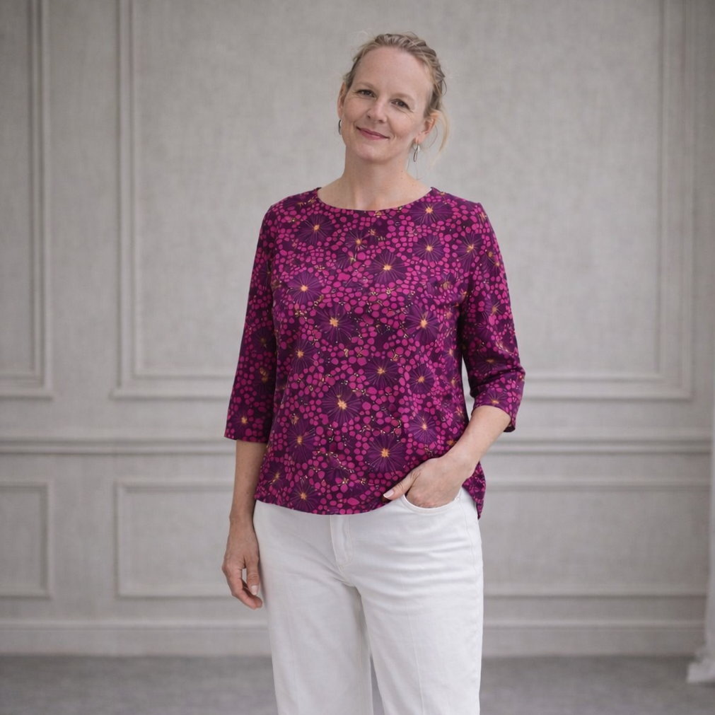 Viskosestoff Pinke Blütenpunkte – Light & Lush Meterware