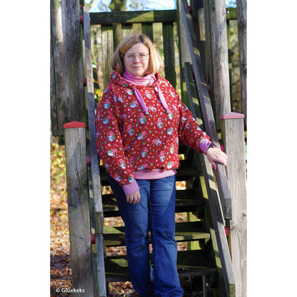 Swafing Holly angerauhter Sweatstoff mit Weihnachtsmotiv, 95 % Baumwolle und 5 % Elasthan