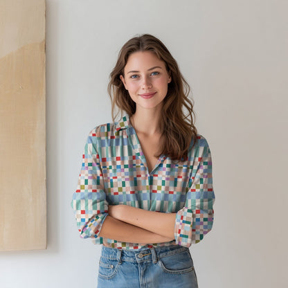 Viscose Radiance "Digital Abstrakt"- mehrfarbig