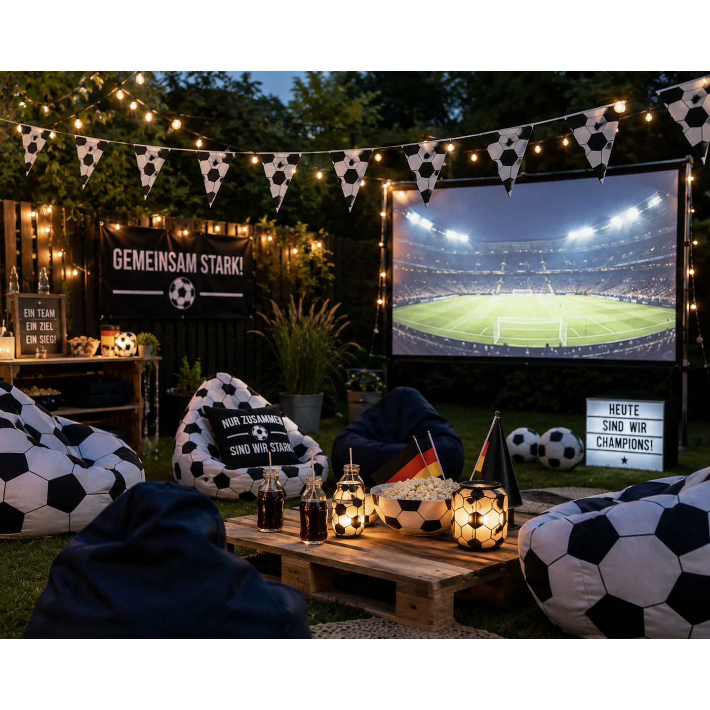 Baumwollpopeline mit realistischem 3D-Fußballmuster für Fußballparty-Dekorationen, Schultüten und kreative Fanprojekte.