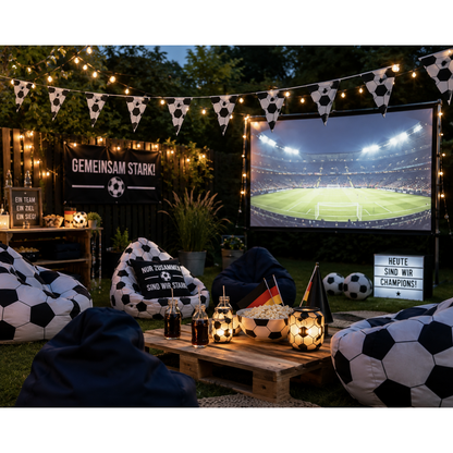 Baumwollpopeline mit realistischem 3D-Fußballmuster für Fußballparty-Dekorationen, Schultüten und kreative Fanprojekte.