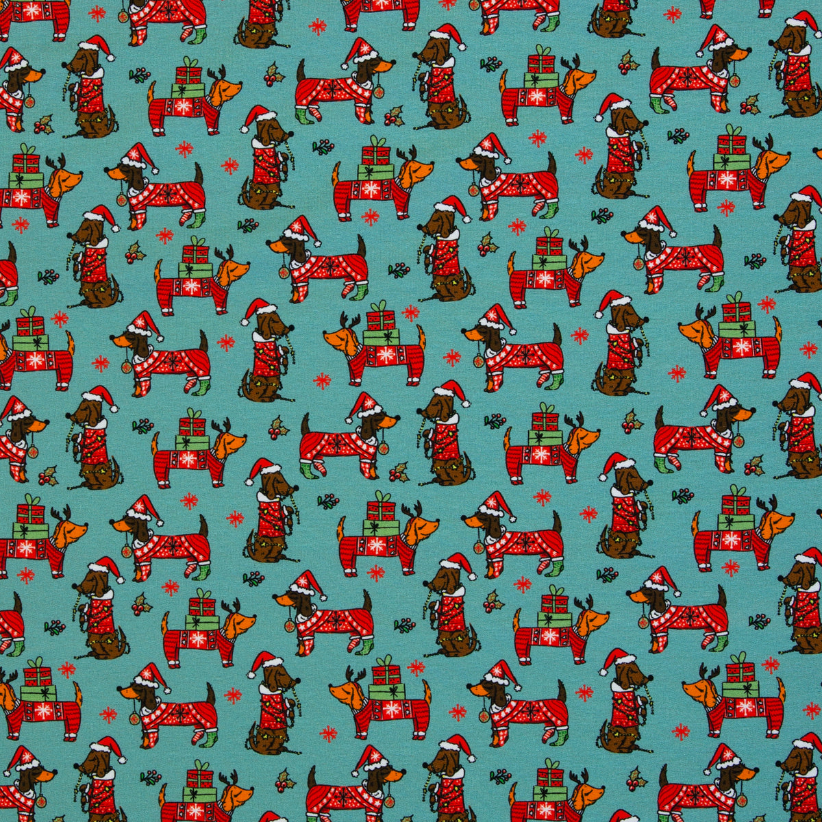 Swafing Holly angerauhter Sweatstoff mit Weihnachtsmotiv, 95 % Baumwolle und 5 % Elasthan