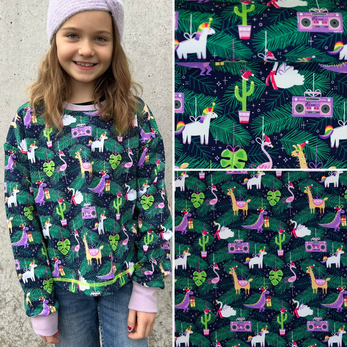 Swafing Holly angerauhter Sweatstoff mit Weihnachtsmotiv, 95 % Baumwolle und 5 % Elasthan