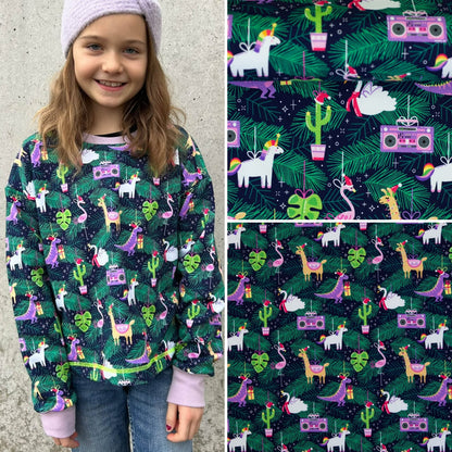 Swafing Holly angerauhter Sweatstoff mit Weihnachtsmotiv, 95 % Baumwolle und 5 % Elasthan