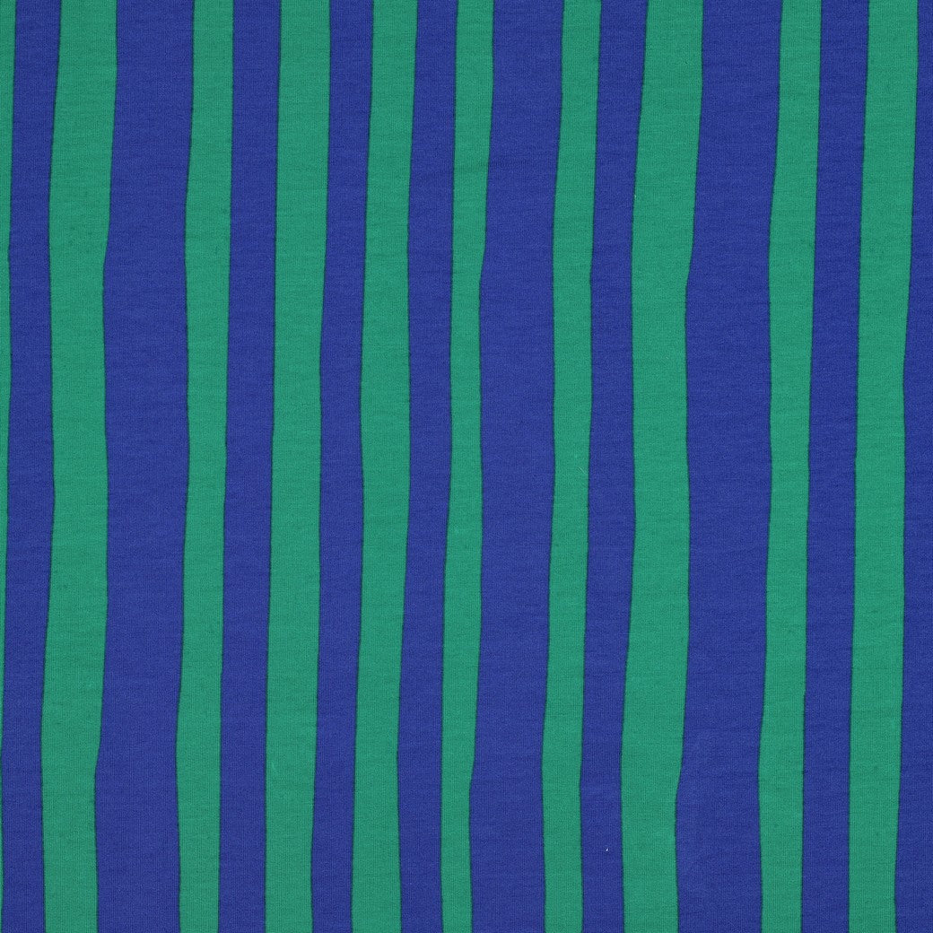 French Terry Jennifer Bourbon Streifen Blau/Grün GOTS