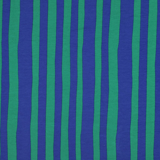 French Terry Jennifer Bourbon Streifen Blau/Grün GOTS