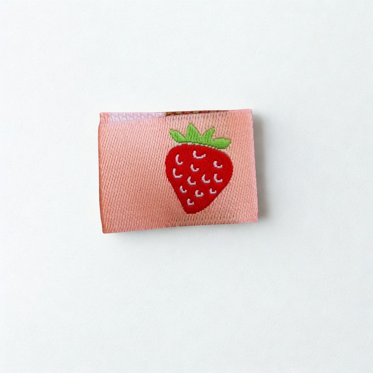Webknicklabel "Erdbeere auf rosa" 2-seitiges Motiv