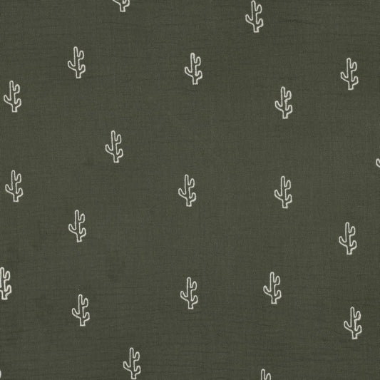 Musselin "Embroidery Cactus"