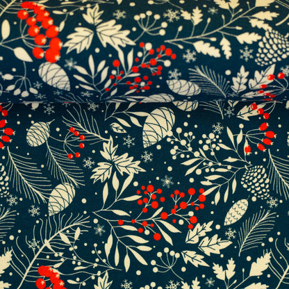 Swafing Holly angerauhter Sweatstoff mit Weihnachtsmotiv, 95 % Baumwolle und 5 % Elasthan