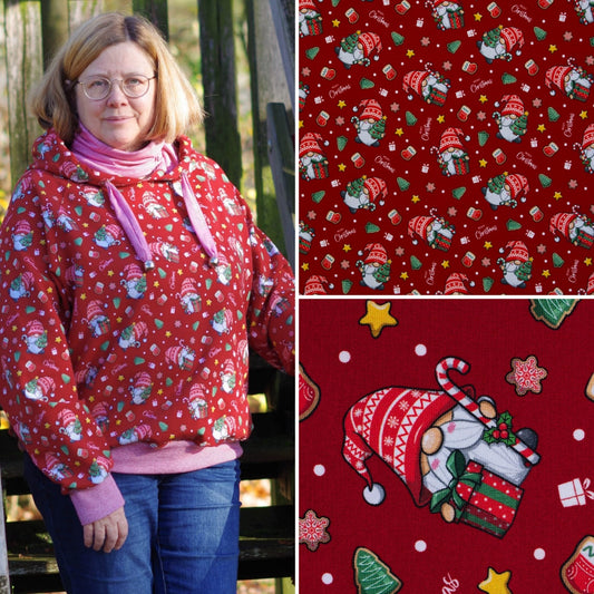 Swafing Holly angerauhter Sweatstoff mit Weihnachtsmotiv, 95 % Baumwolle und 5 % Elasthan