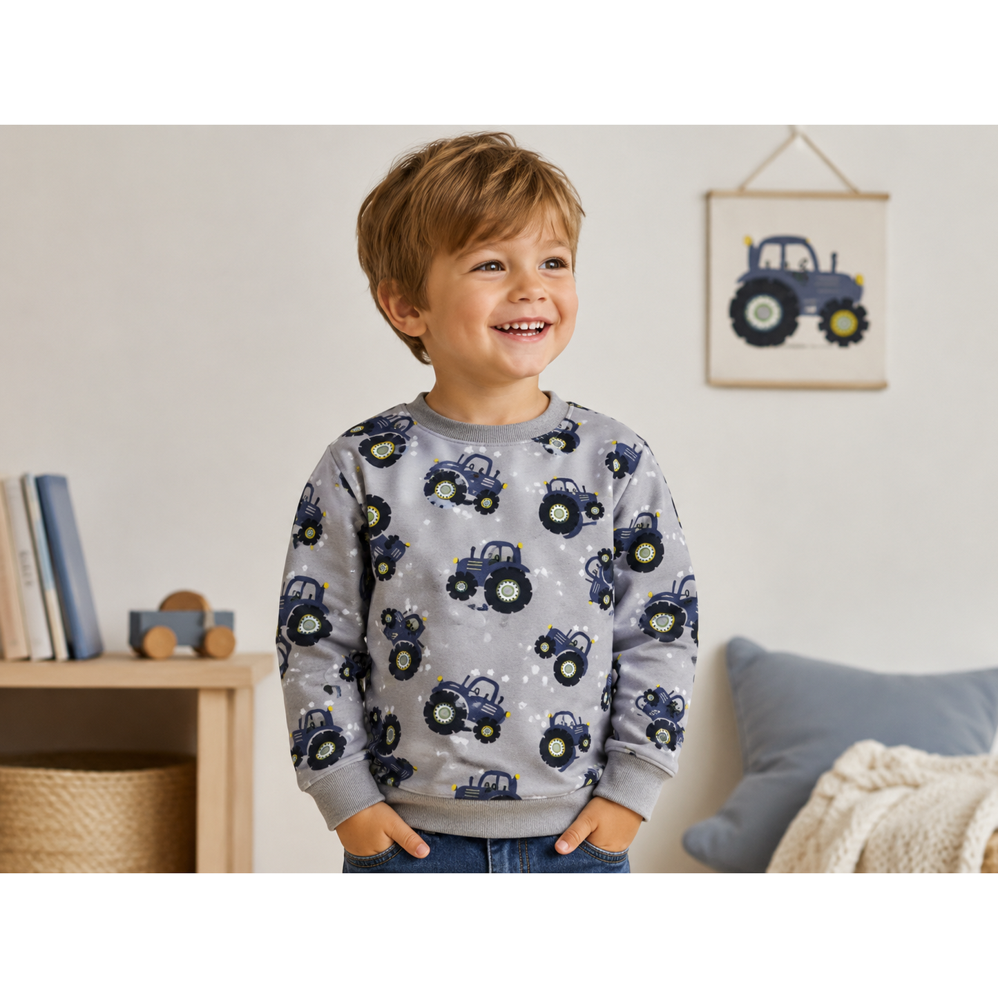Baumwoll Jersey Druck Traktorliebe
