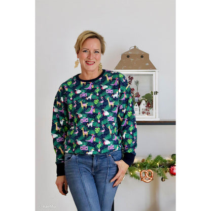 Swafing Holly angerauhter Sweatstoff mit Weihnachtsmotiv, 95 % Baumwolle und 5 % Elasthan