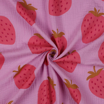 Musselin  Erdbeeren- Pink
