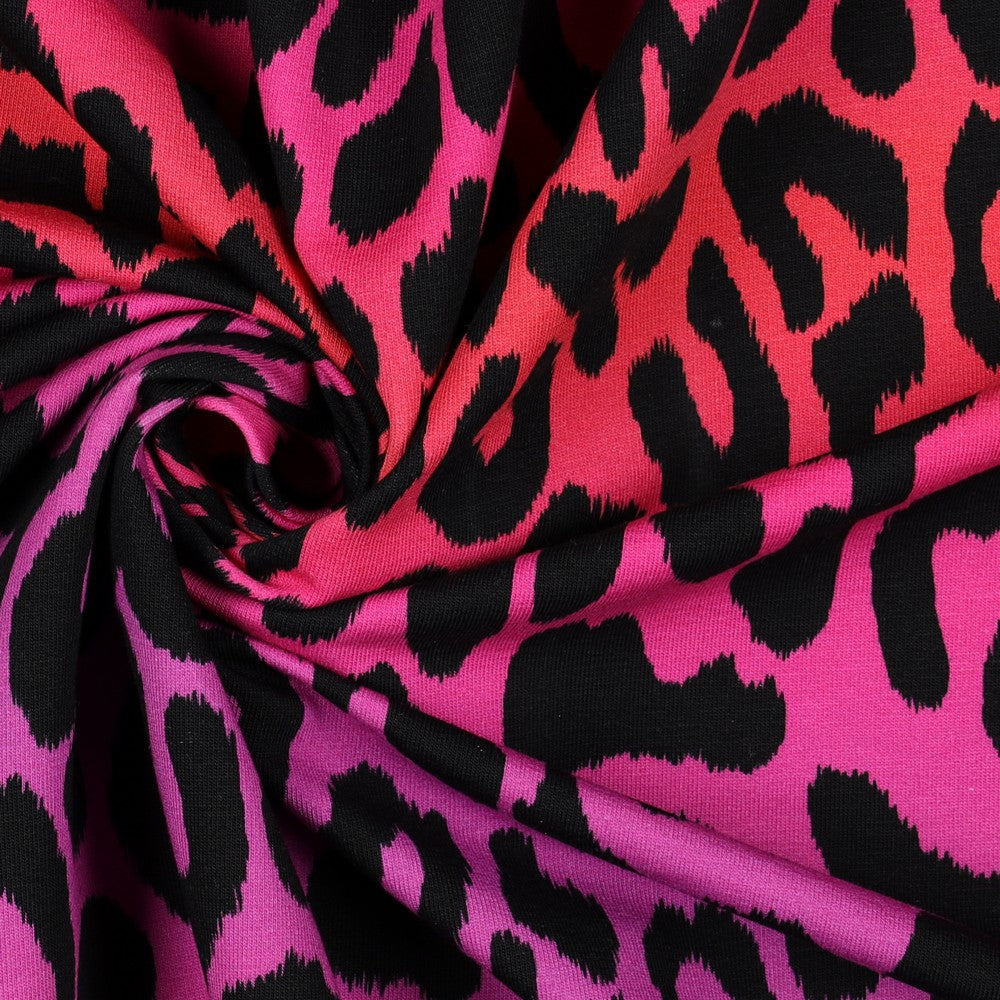 French Terry „Digitalprint Leo“ – trendiger Animal-Print mit modernem Farbverlauf