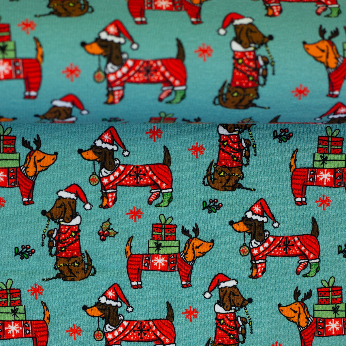 Swafing Holly angerauhter Sweatstoff mit Weihnachtsmotiv, 95 % Baumwolle und 5 % Elasthan