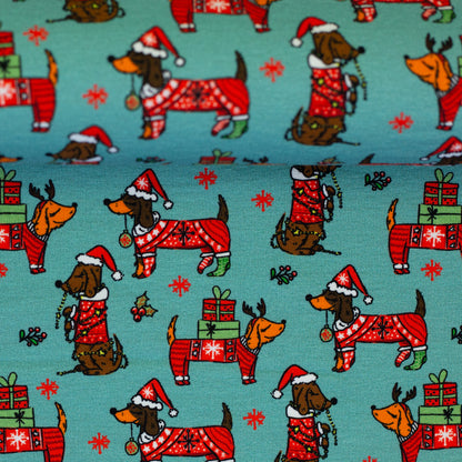Swafing Holly angerauhter Sweatstoff mit Weihnachtsmotiv, 95 % Baumwolle und 5 % Elasthan