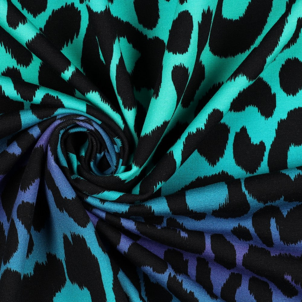 French Terry „Digitalprint Leo“ – trendiger Animal-Print mit modernem Farbverlauf