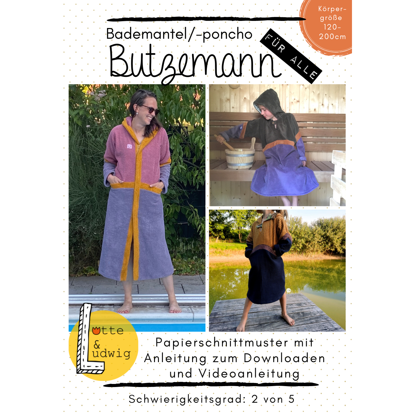 Papierschnittmuster Badeponcho Butzemann von Lotte und Ludwig für Strand und Sauna