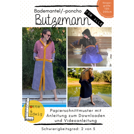 Papierschnittmuster Badeponcho Butzemann von Lotte und Ludwig für Strand und Sauna