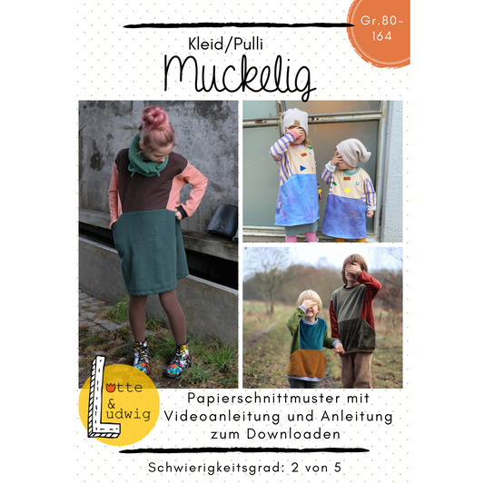 Papierschnittmuster Muckelig von Lotte und Ludwig für Damen und Kinder mit besonderer Schnittführung und Taschen