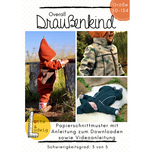 Papierschnittmuster Kinder Overall Draußenkind von Lotte und Ludwig für Outdoor und Alltag