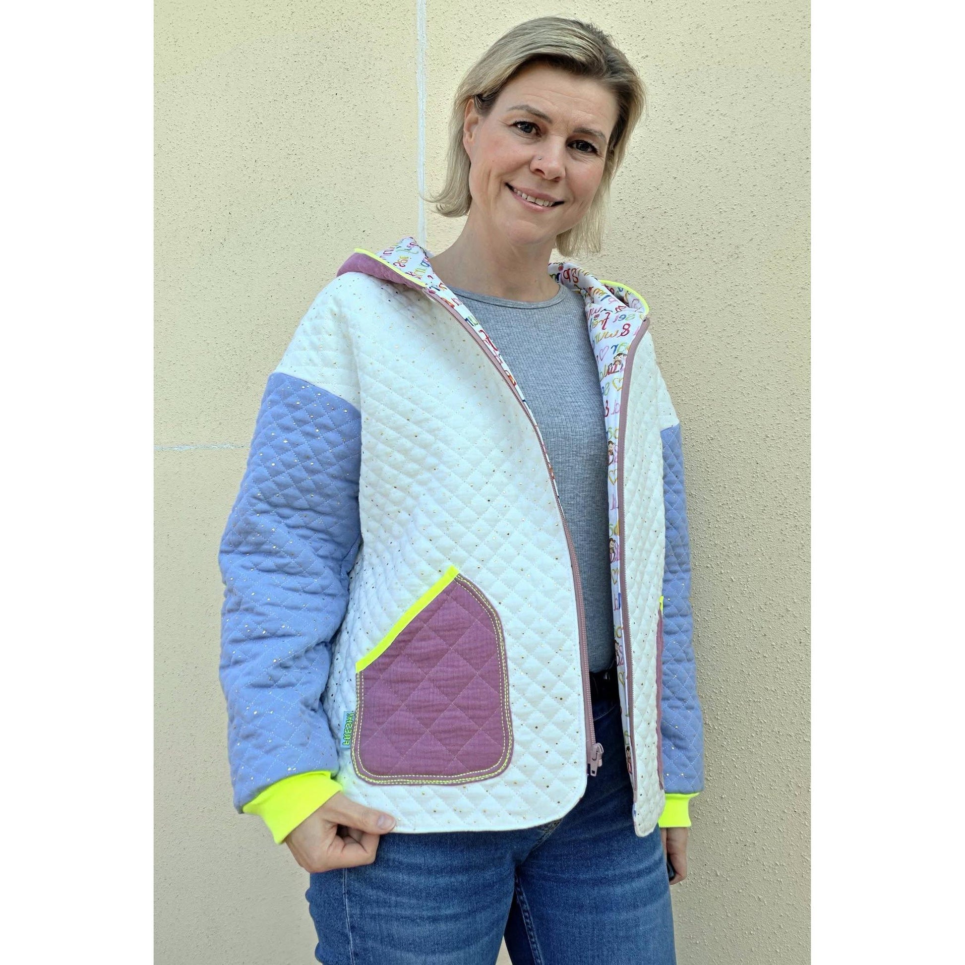 Papierschnittmuster Steppjacke Skara für Damen Größe 32 bis 54 mit verschiedenen Varianten und moderner Passform