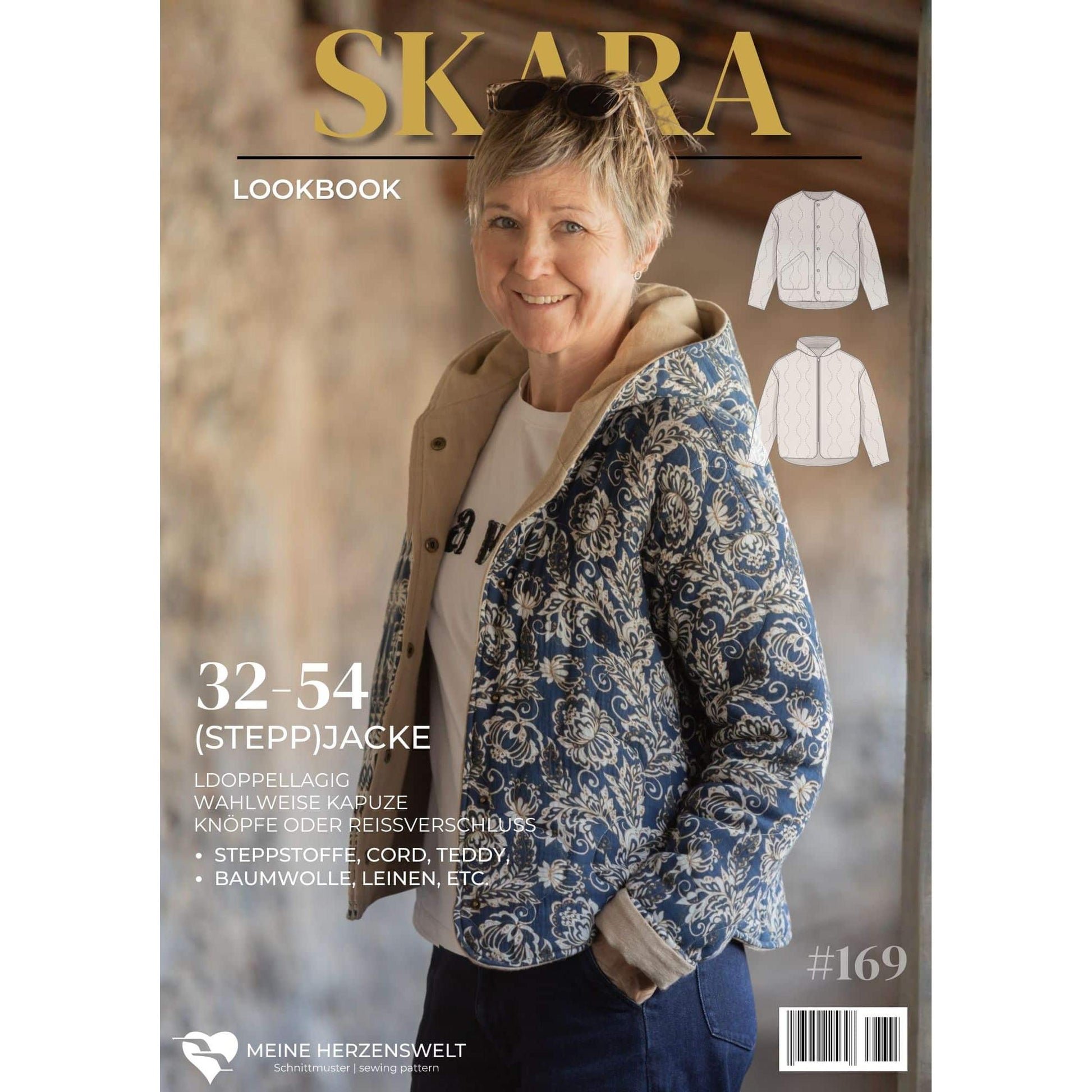 Papierschnittmuster Steppjacke Skara für Damen Größe 32 bis 54 mit verschiedenen Varianten und moderner Passform
