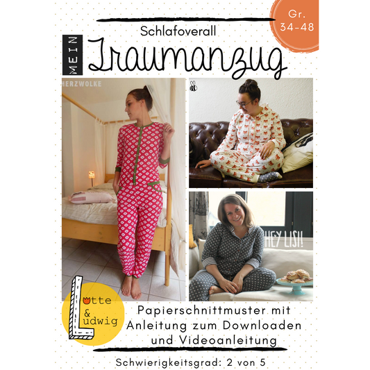 Papierschnittmuster Traumanzug Damen und Kinder von Lotte und Ludwig in A0 mit E-Book Anleitung
