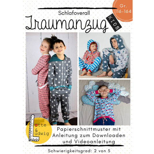 Papierschnittmuster Traumanzug Damen und Kinder von Lotte und Ludwig in A0 mit E-Book Anleitung