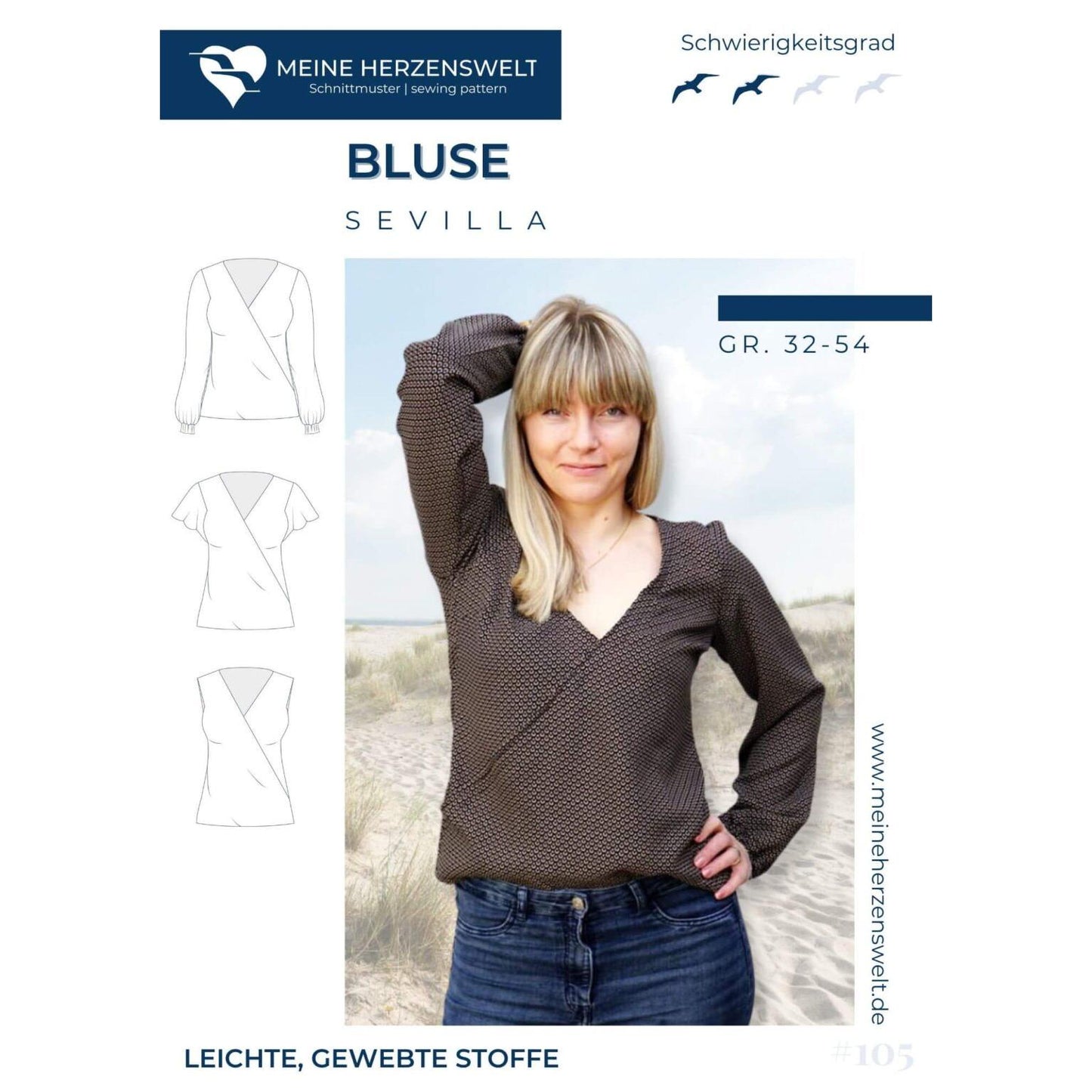 Sevilla- Bluse Damen - Papierschnittmuster Gr. 32-54