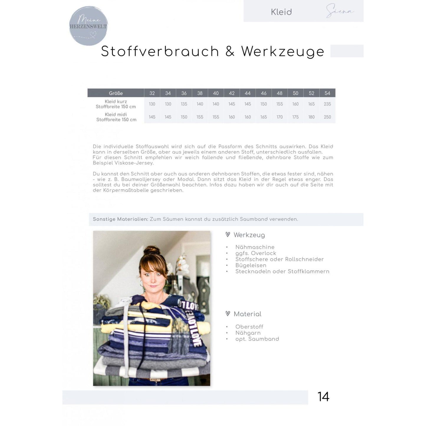 Kleid Damen - Papierschnittmuster Gr. 32-54 - meine Siena
