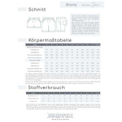 Shorts für Damen – kurze Hose – Schnittmuster – Suri – Gr. 32-52