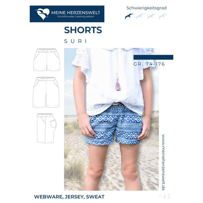 Shorts/Hose Kinder - Papierschnittmuster Gr. 74- 176 - Suri Kids