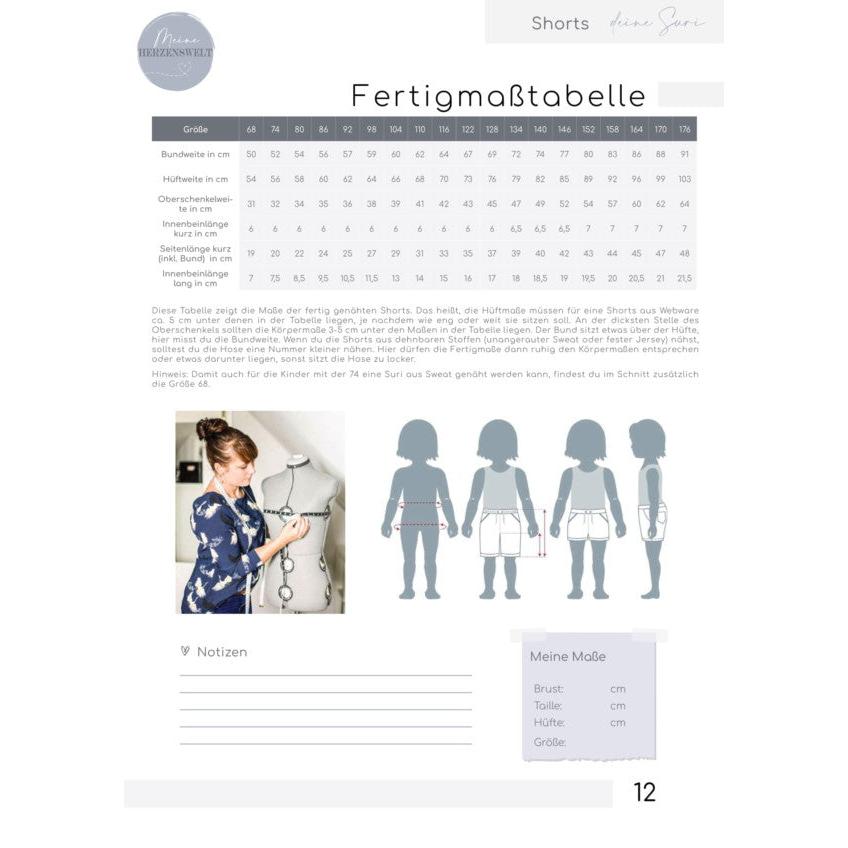 Shorts/Hose Kinder - Papierschnittmuster Gr. 74- 176 - Suri Kids