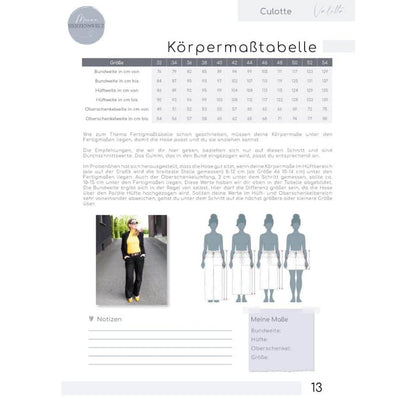 Meine Valetta- Culotte Damen - Papierschnittmuster Gr. 32-54