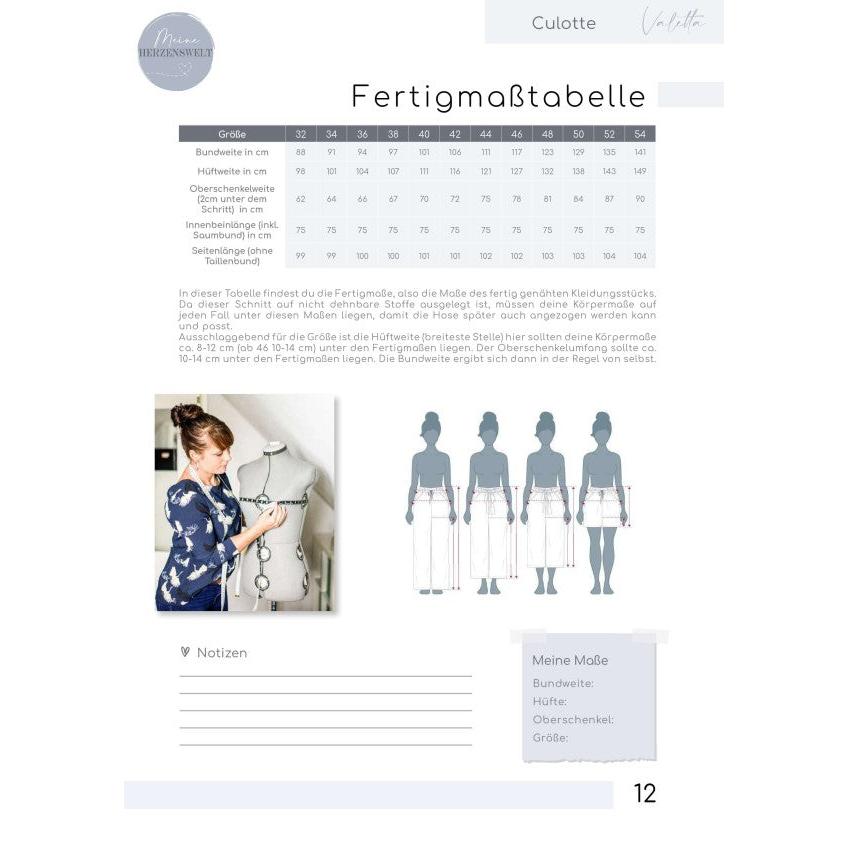 Meine Valetta- Culotte Damen - Papierschnittmuster Gr. 32-54