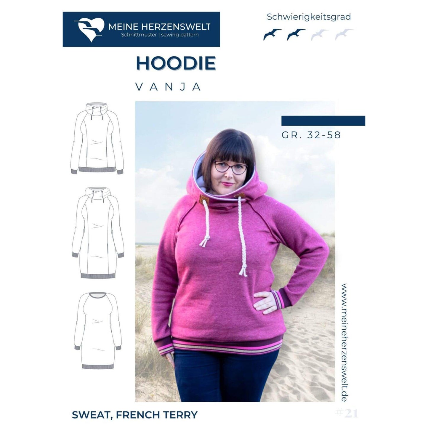 Meine Vanja- Hoodie Damen - Papierschnittmuster Gr. 32-58