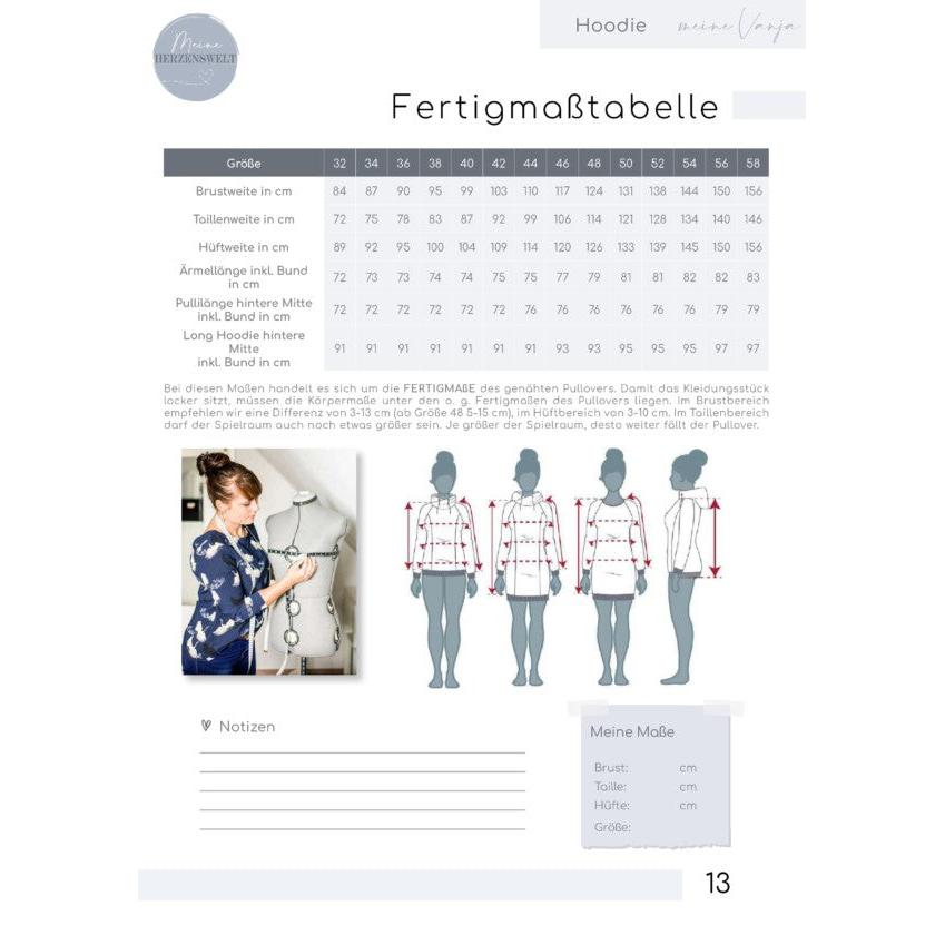 Meine Vanja- Hoodie Damen - Papierschnittmuster Gr. 32-58