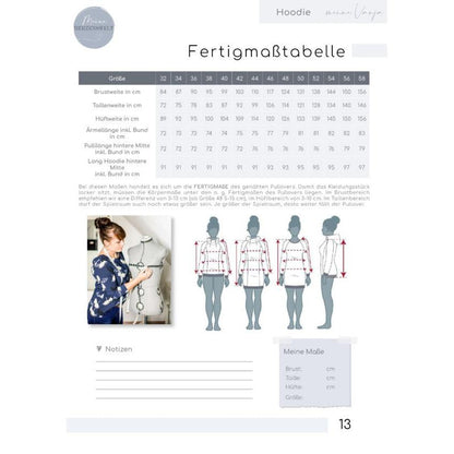 Meine Vanja- Hoodie Damen - Papierschnittmuster Gr. 32-58