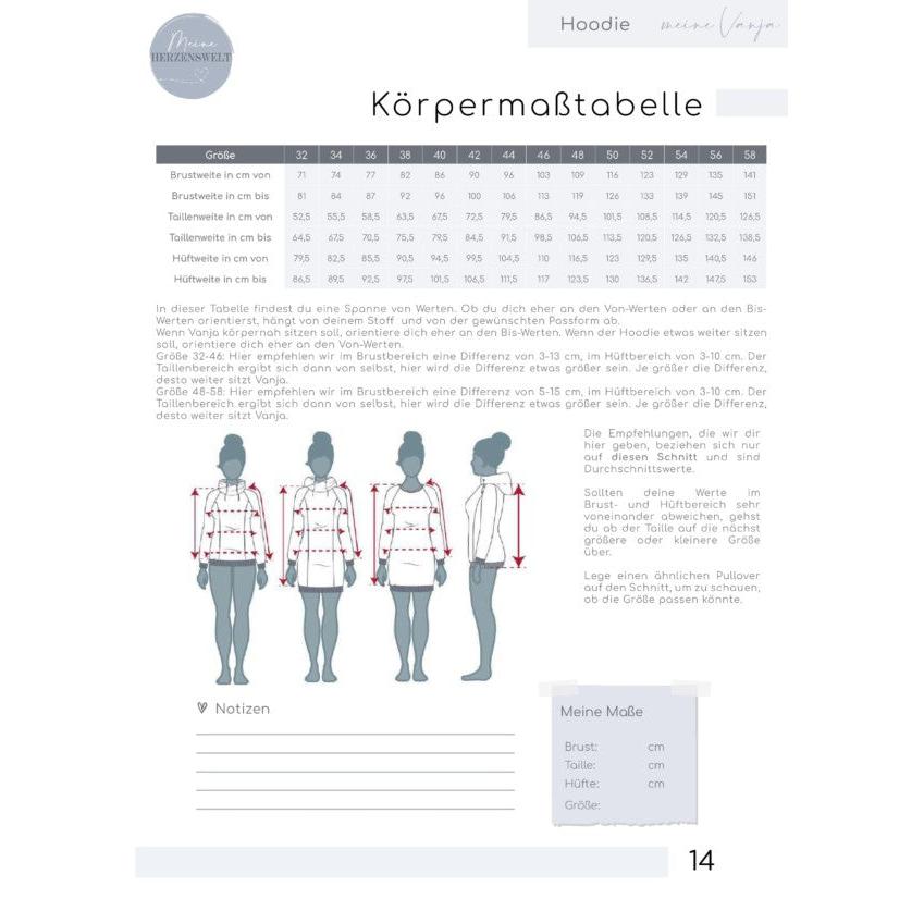 Meine Vanja- Hoodie Damen - Papierschnittmuster Gr. 32-58