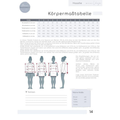 Meine Vanja- Hoodie Damen - Papierschnittmuster Gr. 32-58