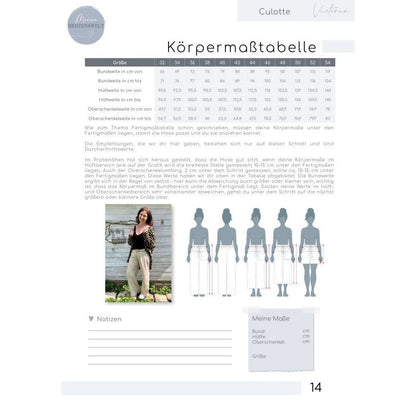 Meine Victoria- Culotte Damen - Papierschnittmuster Gr. 32-54
