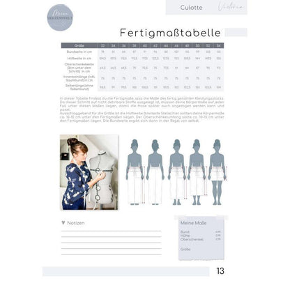 Meine Victoria- Culotte Damen - Papierschnittmuster Gr. 32-54